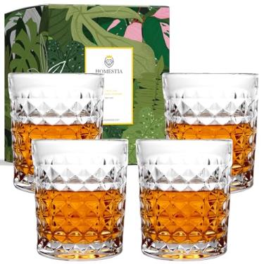Imagem de Homestia Conjunto de 4 copos de uísque à moda antiga, copos rochosos de 255 g para homens e mulheres, bebendo bourbon, coquetéis escoceses, rum, conhaque, vodka no bar doméstico