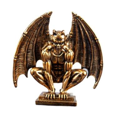 Imagem de BLWOTMOR Estatueta de Resina de Anjo Demoníaco, Peça de Coleção, Dourada, Ideal para Decoração de Mesa, Presente de Boas-vindas Ou Lareira.