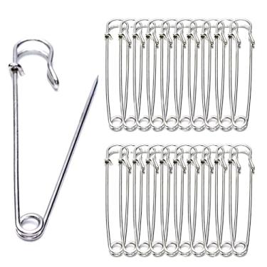 Imagem de 20 pinos de segurança grandes, pinos de segurança de aço resistente de 10 cm para roupas, cobertores, artesanato, saias, saias curtas, couro, lona e lã, etc. (prata)
