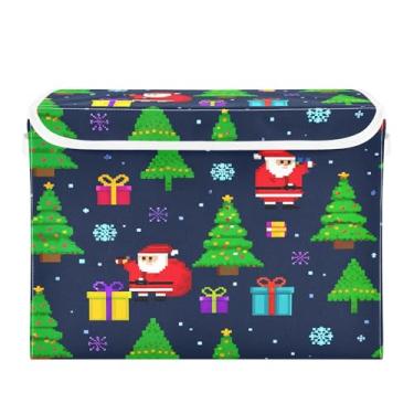Imagem de SEHANY Cestas de armazenamento de Papai Noel de Natal com tampas, organizador de caixas de armazenamento de tecido para armário de roupas, cobertor de escritório, berçário, 42 x 32 x 30 cm