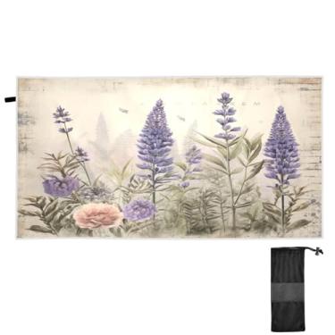 Imagem de Blueangle Toalha de praia vintage lavanda - Toalhas de viagem compactas e leves - Toalha de secagem rápida super absorvente para natação, acampamento e férias (288)