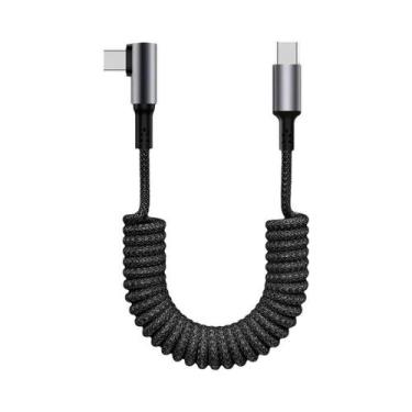 Imagem de Cabo USB C Para USB C Em Espiral De 90 Graus, Carregador Rápido Retrát
