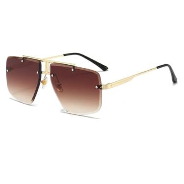 Imagem de HCHES Óculos de Sol Vintage Feminino Masculino Clássico Retrô Degradê Sem Armação Moda Masculina Feminina Sem Aro (6)