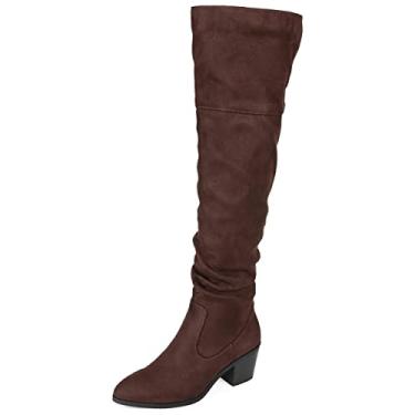 Imagem de Journee Collection Womens Zivia Tru Comfort Foam Extra Wide Calf Stacked Heel Over The Knee Boots Brown 8 Extra Wide WOMENS US