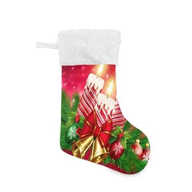 Imagem de GakkiGii Pacote com 2 meias de Natal para velas de Natal, decoração grande para pendurar na parede da árvore da lareira, 45 x 31 cm