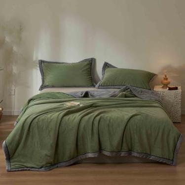 Imagem de Cobertor de lã cobertor ponderado cobertores e mantas fofas mulheres homens para cama adulto casal solteiro para sofá inverno grosso, quente, macio e confortável outono (verde, 200 x 230 cm)