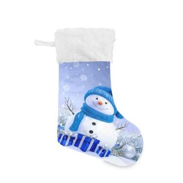 Imagem de GakkiGii Linda meia de Natal grande de boneco de neve, decoração de Natal para pendurar na parede da árvore da lareira, 45 x 31 cm