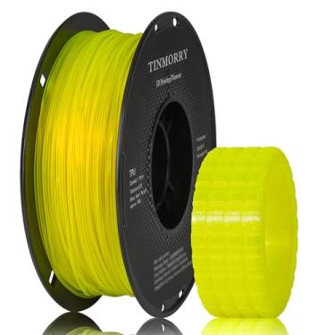 Imagem de TINMORRY Filamento TPU de 1,75 mm, filamento de impressora 3D flexível TPU 95A, adequado para a maioria das impressoras 3D FDM, carretel de 1 kg (1 kg), amarelo transparente