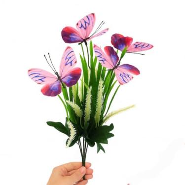 Imagem de Buquê de Borboletas Coloridas 40cm – Flores Artificiais Decorativas para Vasos, Festas, Casamentos e Decoração de Ambientes(Mesclada)