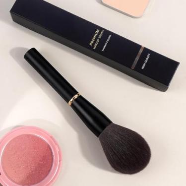 Imagem de Um pincel de maquiagem versátil com caixa de papel, cerdas macias e densas, adequado para pó, creme e cosméticos líquidos (preto)