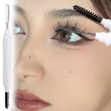 Imagem de Pincel de sobrancelha de cabeça dupla 2 em 1, pente portátil para ajuste de cílios, ferramentas de maquiagem femininas, 15,2 x 1 x 1 cm