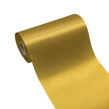 Imagem de Simplegoal Fita de cetim dourada antiga 15 cm 25 jardas tecido grande fita de seda para embrulho de presente kit de cerimônia de corte grande abertura cadeira faixa mesa cabelo carro laços costura