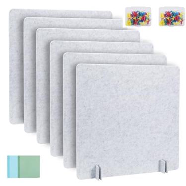 Imagem de Pacote com 6 painéis de privacidade de mesa 61 cm x 61 cm painel divisor acústico portátil divisória de mesa divisor de mesa com isolamento visual de ruído para área de recepção de estudo estudantil