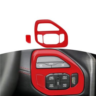 Imagem de JOSHELA Capa para painel de controle RAM TRX 4WD para RAM TRX 2018-Present Red Interior Accessories 2pcs