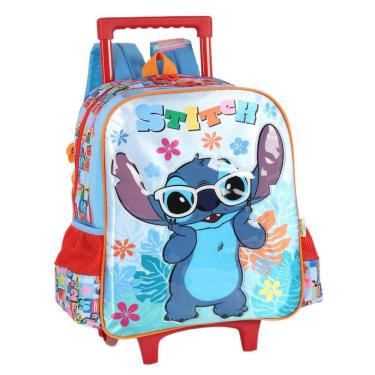 Imagem de Mochila Grande Rodinha Lilo Stitch Reforçada Azul Disney