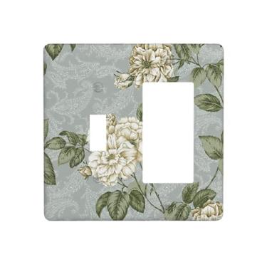 Imagem de Nadoabtm Capas de tomada vintage floral bege rosa 1 interruptor 1 interruptor de luz conjunto de interruptor de luz placas decorativas para decoração de cabine de cozinha