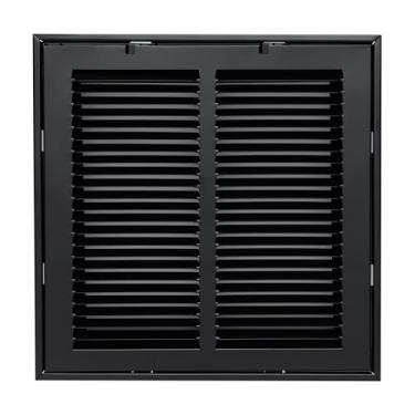 Imagem de Serve para abertura de duto de 12 x 12 | Grade de filtro de ar de retorno de aço da Handua [porta removível] para filtros de 2.5 cm | Grelha de tampa de ventilação, preta | Grade de ar frio HVAC |