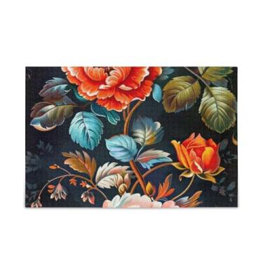 Imagem de WELLDAY Quebra-cabeça flores étnicas tradicionais 500 peças grande jogo de arte para adultos adolescentes