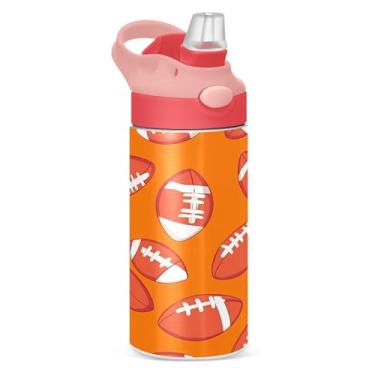 Imagem de CEBUGI Garrafas de água de futebol infantil à prova de vazamento com canudo Garrafa de água isolada a vácuo de aço inoxidável para meninos e meninas