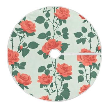 Imagem de Qilmy Saia de árvore de Natal rosa vermelha para Dia dos Namorados 90 cm, camurça para árvore de Natal, adequada para decoração de armário de escritório ou festa de férias em ambientes internos e