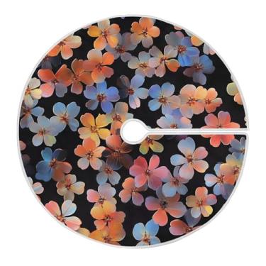 Imagem de Qilmy Saia de árvore de Natal com flores de estilo fresco 90 cm, camurça para árvore de Natal, adequada para decoração de armário em ambientes internos e externos, festas, escritórios, lojas