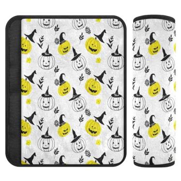 Imagem de Burbuja Capa para cinto de segurança de carro Halloween Pumpkins Protetor de cinto de segurança de carro macio confortável para alça de ombro de assento, 1 par pequeno