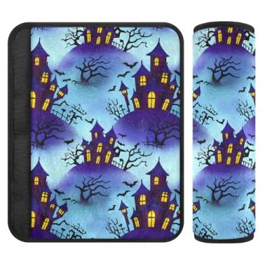 Imagem de Burbuja Capa para cinto de segurança de carro Haunted Houses Protetor de cinto de segurança de carro macio confortável para alça de ombro de assento, 1 par pequeno