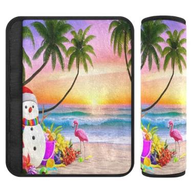 Imagem de Burbuja Capa de cinto de segurança de carro boneco de neve na praia protetor de cinto de segurança de carro macio confortável para alça de ombro de assento, 1 par médio