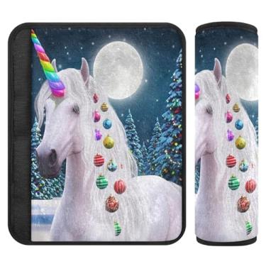 Imagem de Burbuja Capa para cinto de segurança de carro Magical Horse Protetor de cinto de segurança de carro macio confortável para alça de ombro de assento, 1 par pequeno