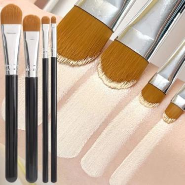 Imagem de 4 peças/conjunto de pincéis femininos de maquiagem ultrafino, corretivo em forma de língua, pincéis de base faciais, ferramenta de maquiagem, 15-16 cm