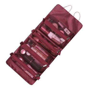 Imagem de BOLSA NECESSAIRE ESTOJO DE MAQUIAGEM COM COMPARTIMENTOS Cor:Vermelho -