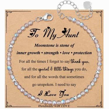 Imagem de JoycuFF Presente exclusivo de amizade para aniversário de melhor amiga, melhor amigo, colega de trabalho, presentes de Natal, pulseiras com contas de pedra da lua para mulheres, joias inspiradoras