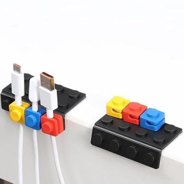 Imagem de ROCKYGFI Bricks Organizador de cabos de blocos de construção, suporte de cabo adesivo, clipes de cabo de carregador, gerenciamento de fios para mesa de cabeceira, escritório, pacote com 2