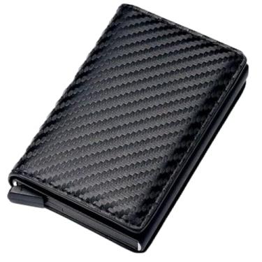 Imagem de Carteira Futuro Rfid Slim Porta Cartões Antifurto em Couro Sintético Preto 10x6cm com Ejetor Automático