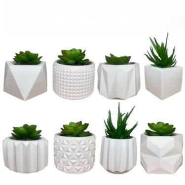 Imagem de Kit 4 Vasos Decorativos de Gesso Texturizado | para Suculentas, Cactus e Plantas Artificiais Decorativas | Decoração para Casa e Sala(2 VASOS SURPRESA)