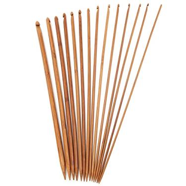 Imagem de aqxreight Agulhas de tricô de Bambu Carbonizado Bambu Cor de Madeira Natural Gancho de crochê para Suéteres Meias Luvas Lenços ásperos e Evitar Tratamento de Agulhas Feitas à Mão Após Carbonizado