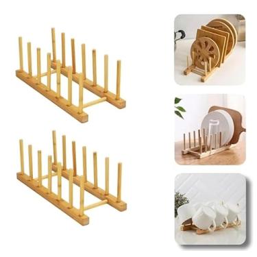 Imagem de Escorredor Organizador Suporte Bambu Porta 6 Pratos (3)