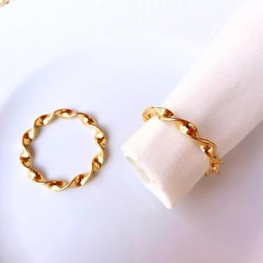 Imagem de Kit 06 Anel Argola Porta Guardanapo Casamento Mesa Posta Trançado