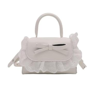 Imagem de Elegante bolsa tiracolo quadrada com acabamento em renda versátil, Branco, Medium, Mochila casual