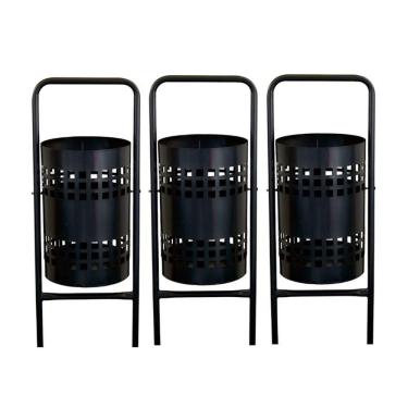 Imagem de Kit 3 Lixeiras Pátios Parques Calçada Rua Redonda Tela 113cm