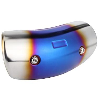 Imagem de Cryfokt Capa de Proteção Térmica do Tubo Intermediário de Escapamento, Material de Aço Inoxidável Durável, Melhoria de Aparência Atraente, Fácil Instalação, Capa Antiescaldante para Motocicleta
