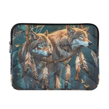 Imagem de Capas para laptop 13, 13,3, 35 cm, lobo místico, azul-petróleo, à prova de choque, capa protetora para notebook