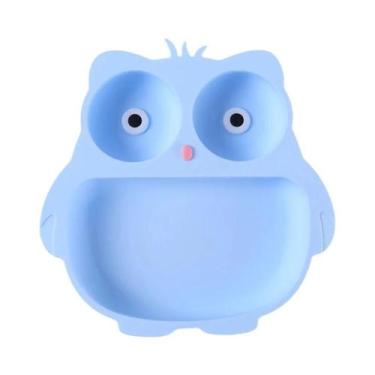 Imagem de Prato De Silicone Em Forma De Coruja Para Crianças Com Ventosa E Colhe