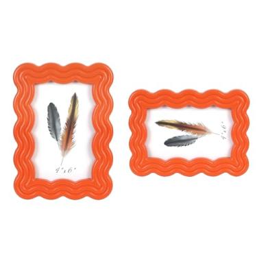 Imagem de DECOCIAGA Porta-retrato de 12 x 18 cm, exiba imagens 13 x 18 cm com tapete, moldura de madeira com borda ondulada para pendurar na mesa e na parede, com acrílico transparente para exibição vertical ou