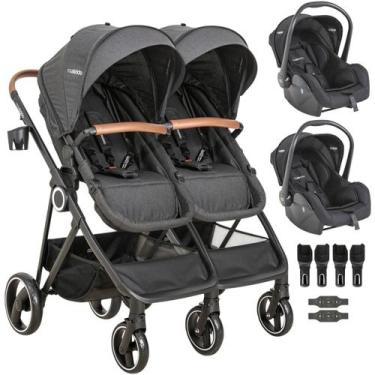 Imagem de Carrinho Kiddo para Gemeos com 2 Bebe Conforto Cosmos Preto