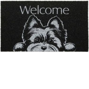 Imagem de Tapete Entrada Porta Casa Apartamento Capacho 40x60 40x75 Home Bem Vindo Diversos Bege Preto Cinza(Welcome York 40x60)