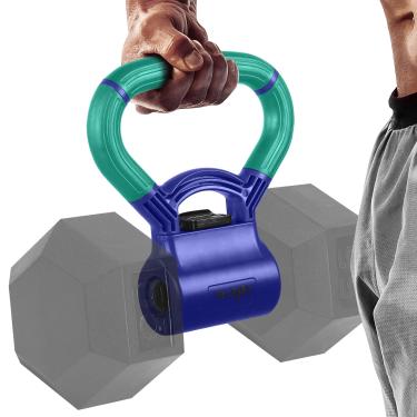 Imagem de Yes4All Kettlebell Grip – Nova versão – Cabo de chaleira para converter halteres em Kettlebells para treinos, c. Verde cinético/roxo psíquico