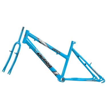 Imagem de Quadro Com Garfo em Aço Carbono Bicicleta Ultra Bike Aro 24 Azul Bebê