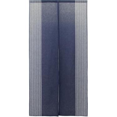 Imagem de Sunnyday Fabric Cortina de entrada L 85 cm x A 167 cm Japandy Raku Dark Navy Noren Tapeçaria Listra Vertical (Marinho)