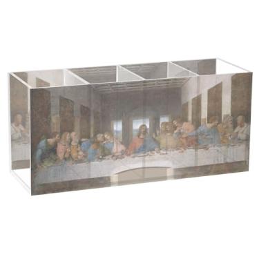 Imagem de TSENQUE Porta-canetas de mesa de acrílico personalizado da Vinci Last Supper, suporte de caneta, pincel de maquiagem, porta-copos, organizador de mesa estético